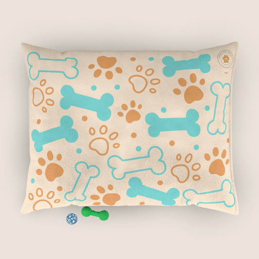 Cozy Pet Bed with Bone & Paw Print